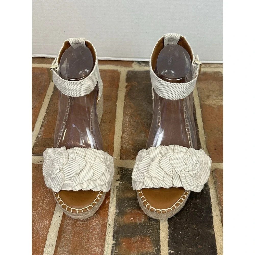 Women's 8 Sandal Shoe Franco Sarto Wedge Clemens Platform Espadrille Flower